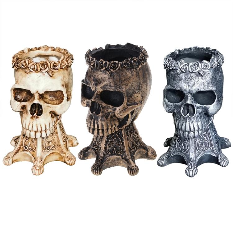 Alloy Skull-shape Resin Storage Jar Household Storage Porch Key Storage Cup