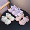 Girls Summer Pearl Bow Princess Sandals Soft Sole Breathable Mesh Casual Shoes For Kids