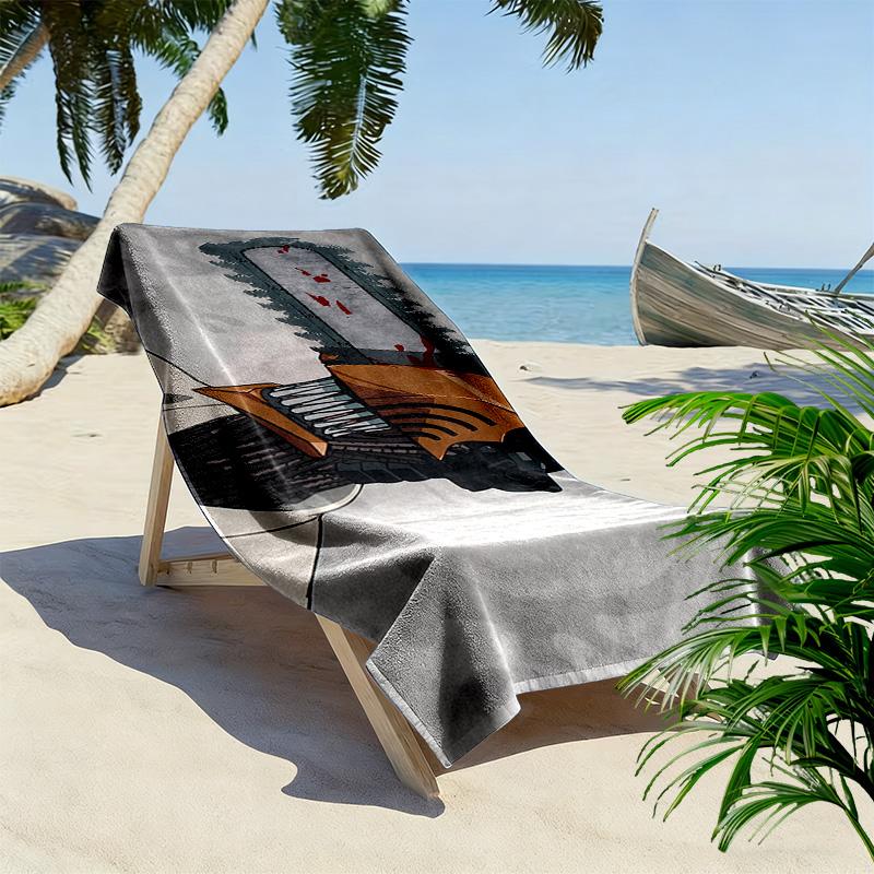 Chainsaw Man Print Beach Towel, Large Soft Quick Dry Towel for Beach Camping Swimming