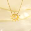 Vintage Stainless Steel Pendant Necklace for Unisex Exaggerated Shiny Sun Moon Geometric Necklace Elegant Party Jewelry Gifts
