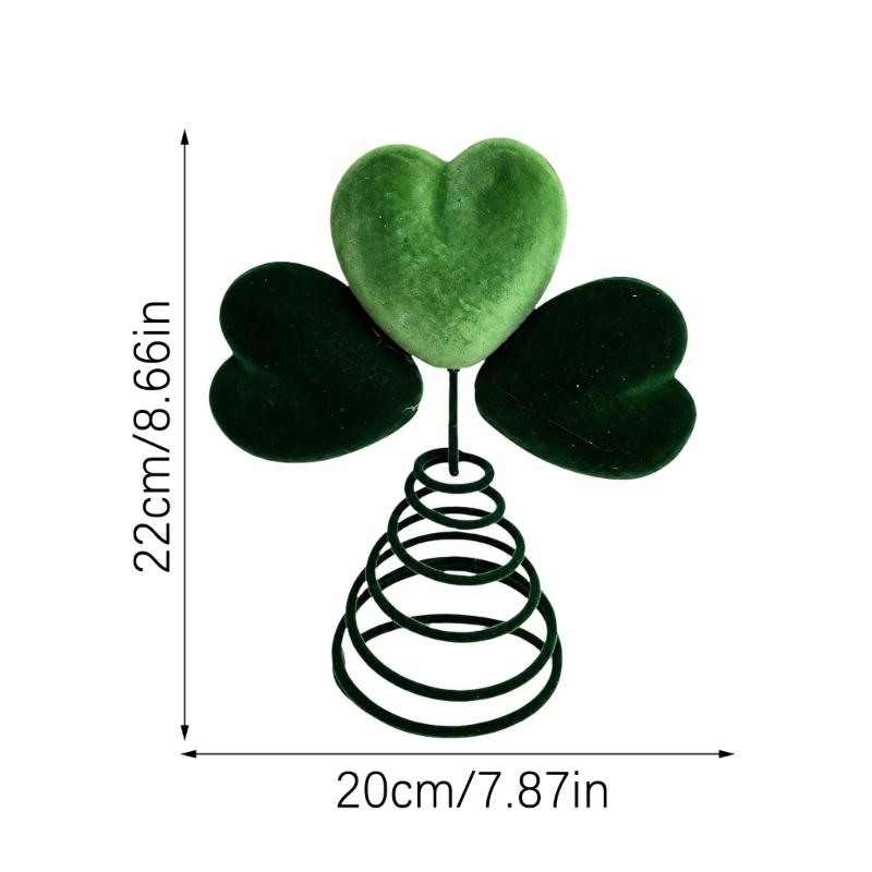 Green Heart Christmas Tree Top Ornament with Soft Textured Finish, Three Decorative Hearts and Tapered Coil Base for Tree-Top and Holiday Displays
