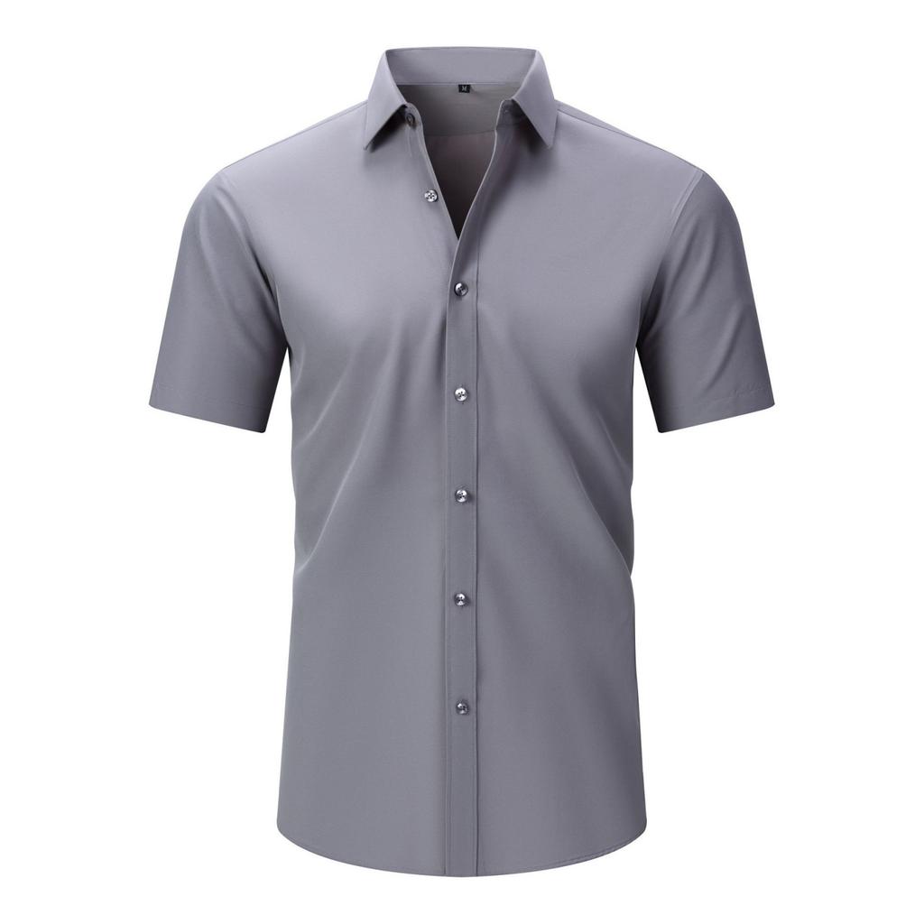 Men's Casual Short Sleeve Button Down Shirt Lightweight Breathable Fabric Vacation Business Shirt with Turn Down Collar