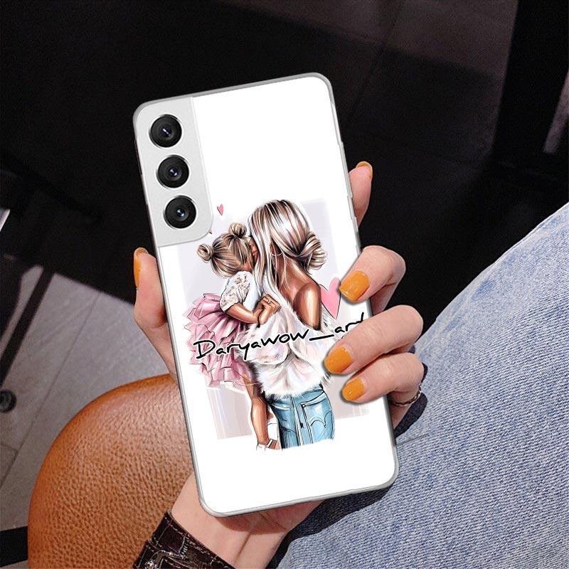 Mom Baby Girls Phone Case For Samsung Galaxy S24 S25 Edge S26 Ultra S23 S22 S21 Plus S20 FE + Personalized Print Cover Galaxy S2