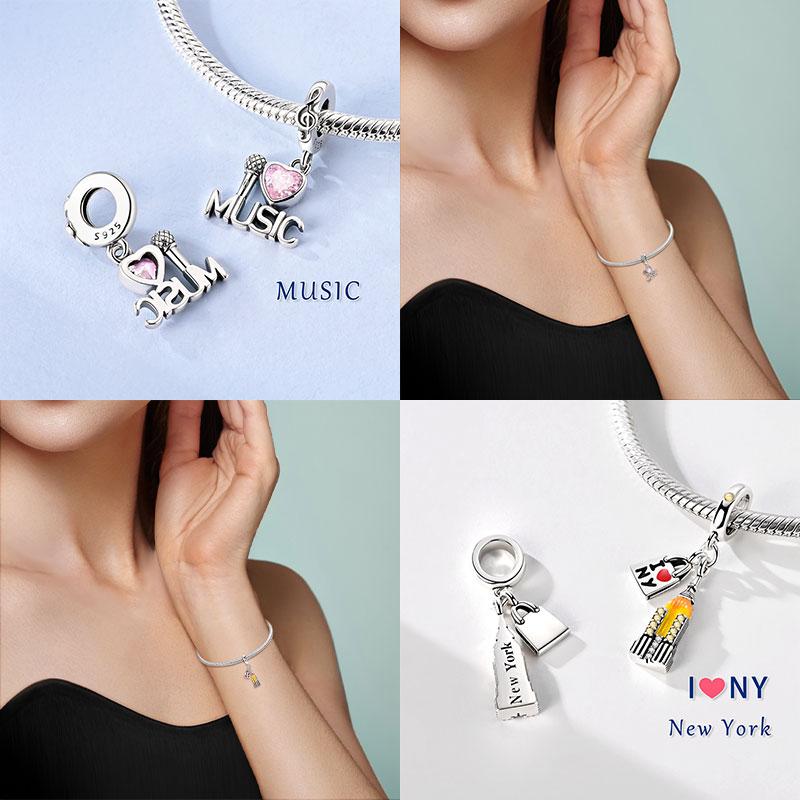 Charms Original Copper Charms Beads Paris Eiffel Tower Church Charm For Bracelet Pendant Dangle Women Jewelry Gift