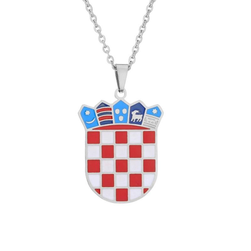 Croatia Map Pendant Necklace Fashionable Croatian Flag Neckchains Adjustable Ethnic Collarbone Chains Couple Jewelry