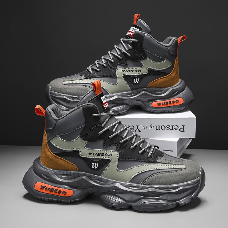 

Мужская модная обувь смешанных цветов, кроссовки 2024 на платформе, новая мужская повседневная обувь с высоким верхом, весенняя, желто-зеленая, для улицы 39 серый