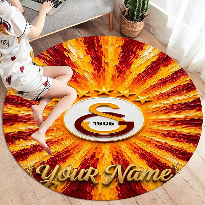 Galatasaray S Custom Name Round Area Rug,Carpet Rug for Living Room Bedroom Sofa Playroom Decor,Non-slip Floor Mat