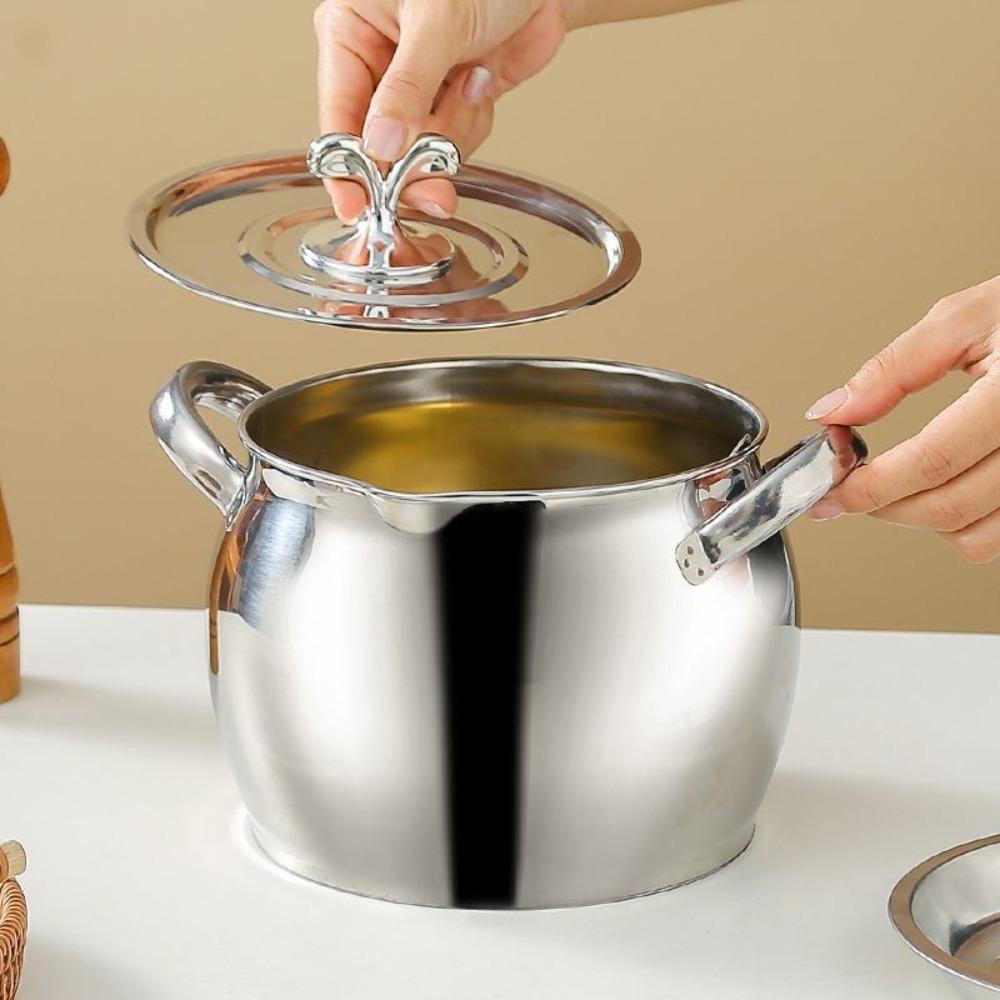 Stainless Steel Lard Strainer Tank Binaural Handle Lard Storage Can Durable Oil Filter Pot  Cooking