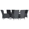 3156791 vidaXL Garden Dining Set 7 Pcs Dark Grey Wicker