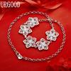 925 Sterling Silver Openwork Five-Petal Flower Necklace - Banquet Gift Jewelry