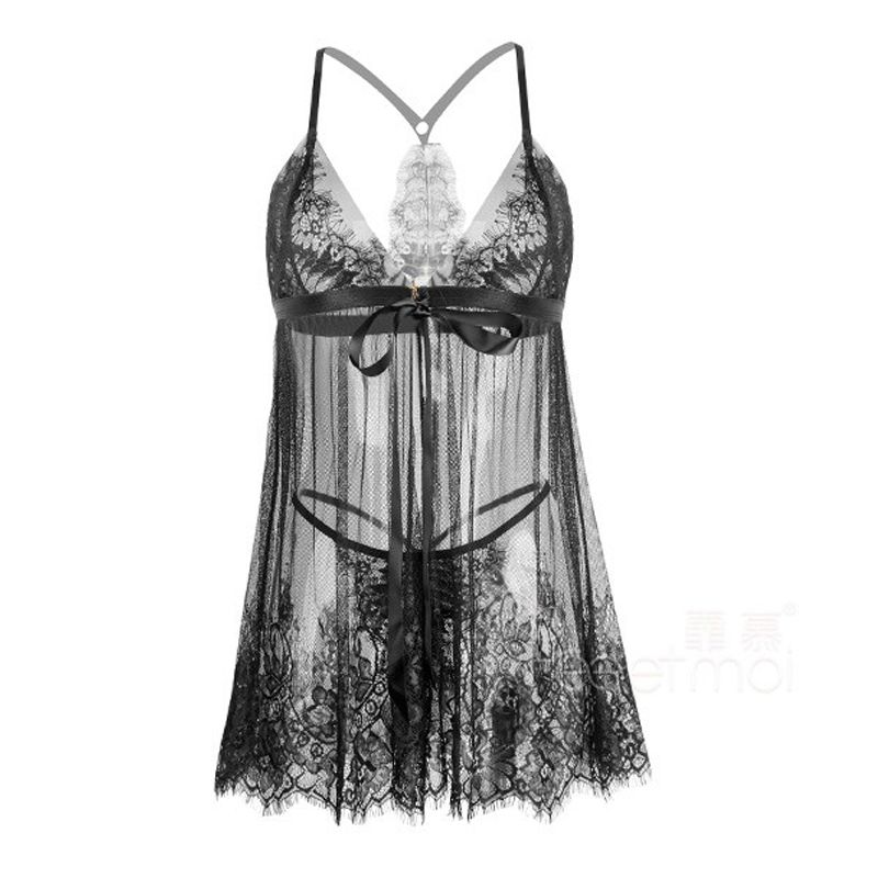 

Amazon Lace Sexy Night Dress Oversize Women s Clothing Black M [Suggested 40.00 kg-57.50 kg]]