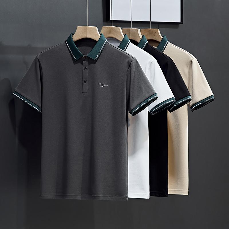 Letní polo tričko s krátkým rukávem pro pánskou módu, business, volný čas, dojíždění, sport, ledový hedvábí, elastické, rychleschnoucí tričko, top