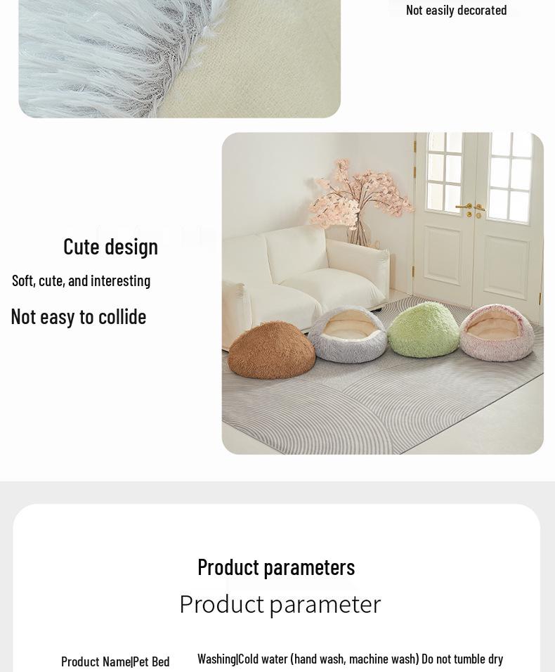 Cozy Plush Cat and Dog Bed: Year-Round Semi-Enclosed Shell Design for Warmth and Comfort