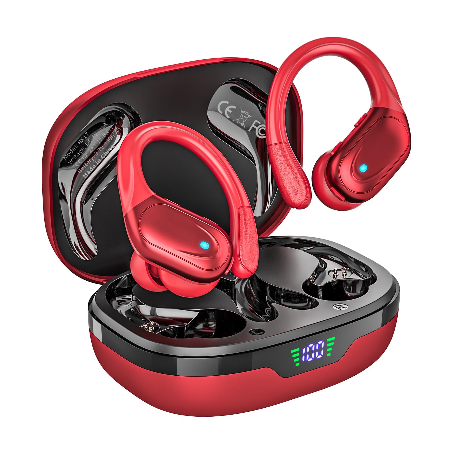 

Bluetooth Wireless Earbuds Latest Bluetooth Bluetooth ENC Noise Up to 80 Hours of IPX7 Ear Hook Auto LED Suitable for Web and School [2025 Earbuds] розовый