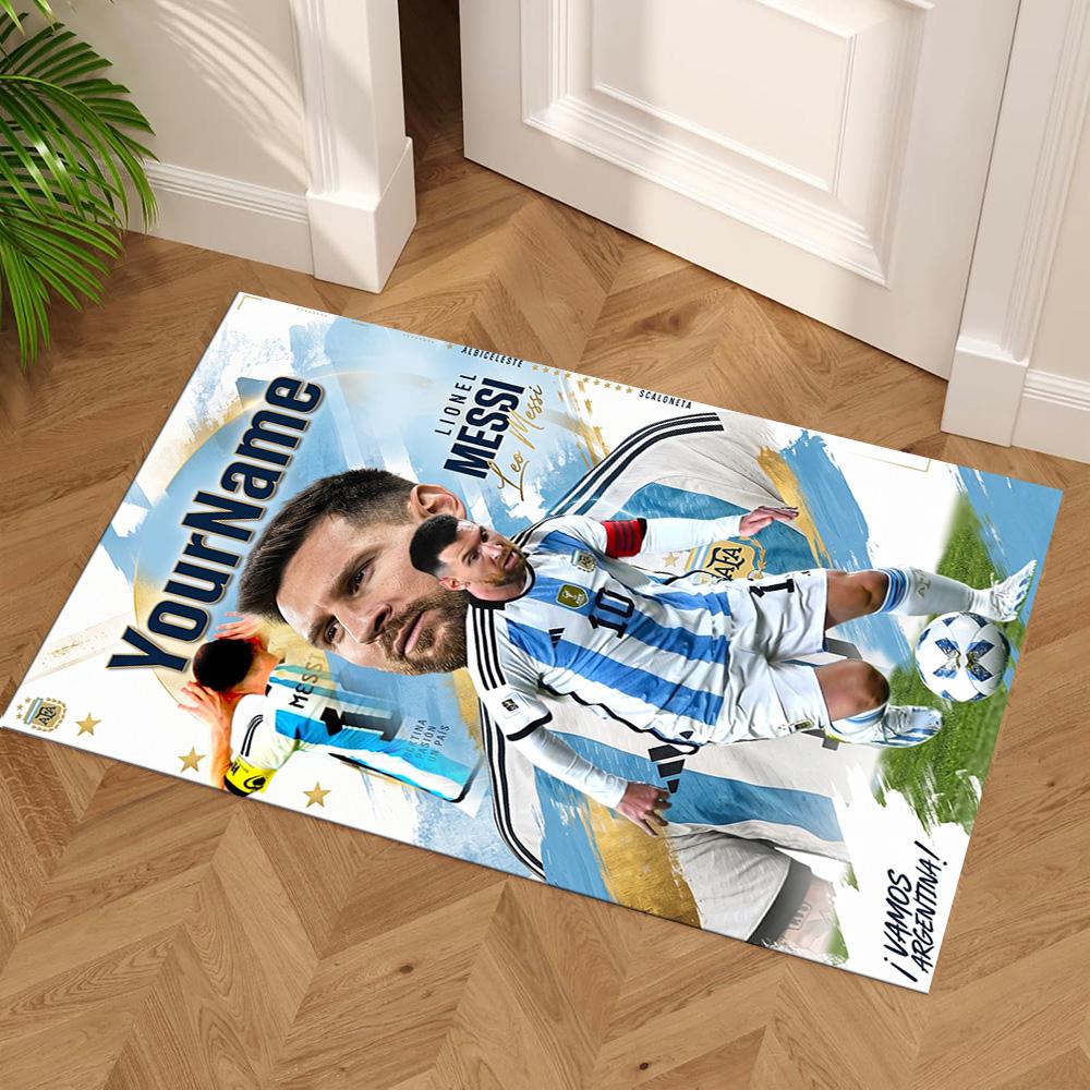 Messi Personalized Text Floor Rug Office Rug Perfect for Foyer Entryway Playrooms Dormitory Antislip Carpet Decorate Offices