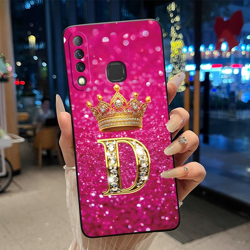 Beautiful A To Z Letter Crown Casing For Infinix S4 Smart3 Plus X626 X267 Case Black Soft Silicone Shockproof Shell