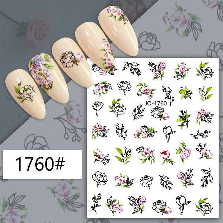 3D Colorful Flower Nail Art Stickers - Sunflower & Rose Self-Adhesive Decals