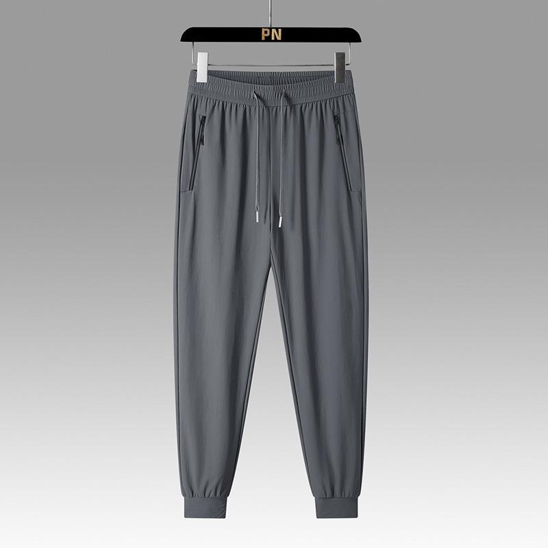 Summer Ice Silk Men's Breathable Casual Pants Men's Thin, Quick Drying, High Elasticity Straight Leg Pants Plus Large Sports Pants