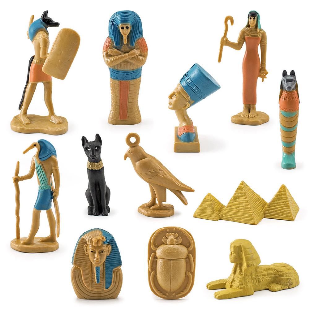12 Pcs Ancient Egypt Egyptian God Goddess Figurines Set PVC Miniature Statues Set