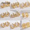 Atoztide Trendy Simple Design Heart Stud Earrings for Women Stainless Steel Gold Color Irregular Earrings Christmas Jewelry Gift