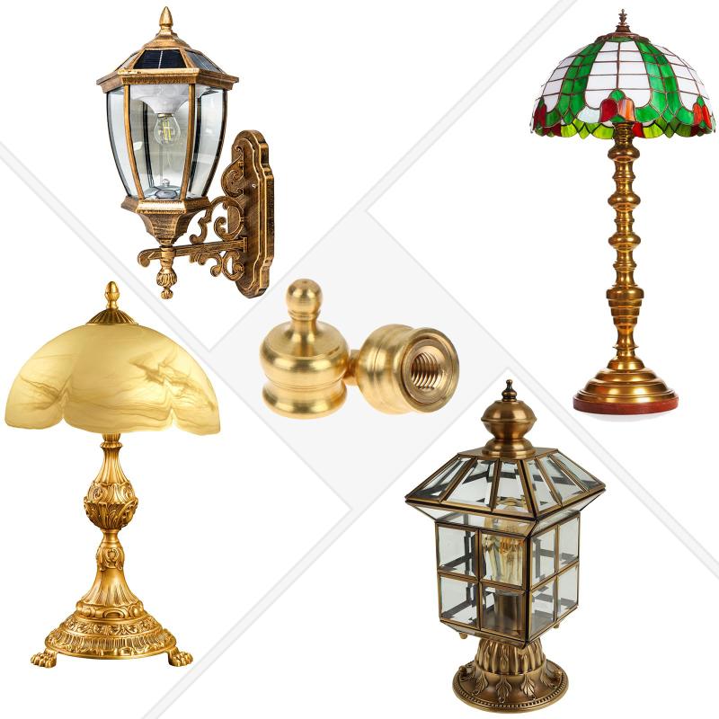2 Sets Solid Brass Lamp Shade Screw Cap Nuts with Reducing Adapter Heavy Duty for Home DIY Lighting Projects Lamp Repair Parts