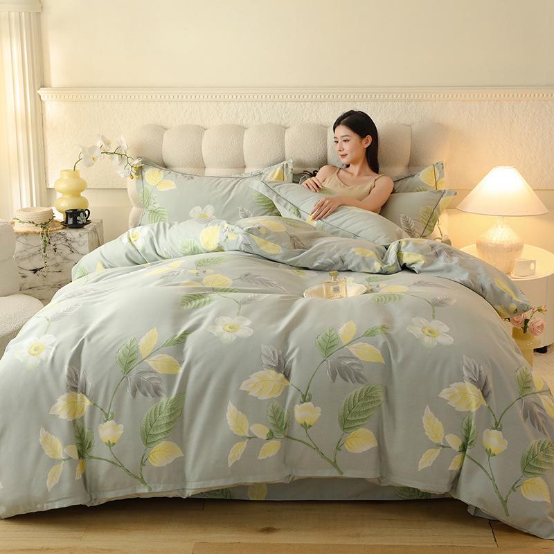Thickened Brushed Pure Cotton Autumn/Winter Bedding Set - All-Season Universal (Four-Piece & Three-Piece Options)