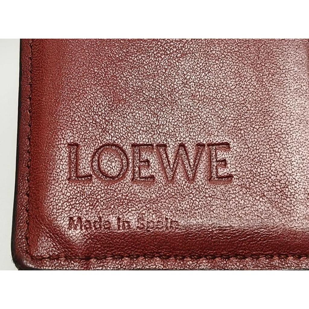 Used LOEWE Anagram Leather Bifold Wallet with Strap In Brown