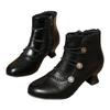 Women's Wine Glass Heel Side Zipper Leather Short Boots Mid Heel Pointed Toe Fashionable Retro Ankle Boots Womens Tan Boots