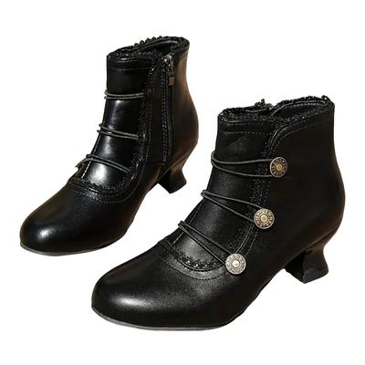 Damen Weinflaschenabsatz Seitenreißverschluss Leder Kurzstiefel Mittlerer Absatz Spitze Mode Retro Knöchelhohe Stiefel Damen Sandfarbene Stiefel