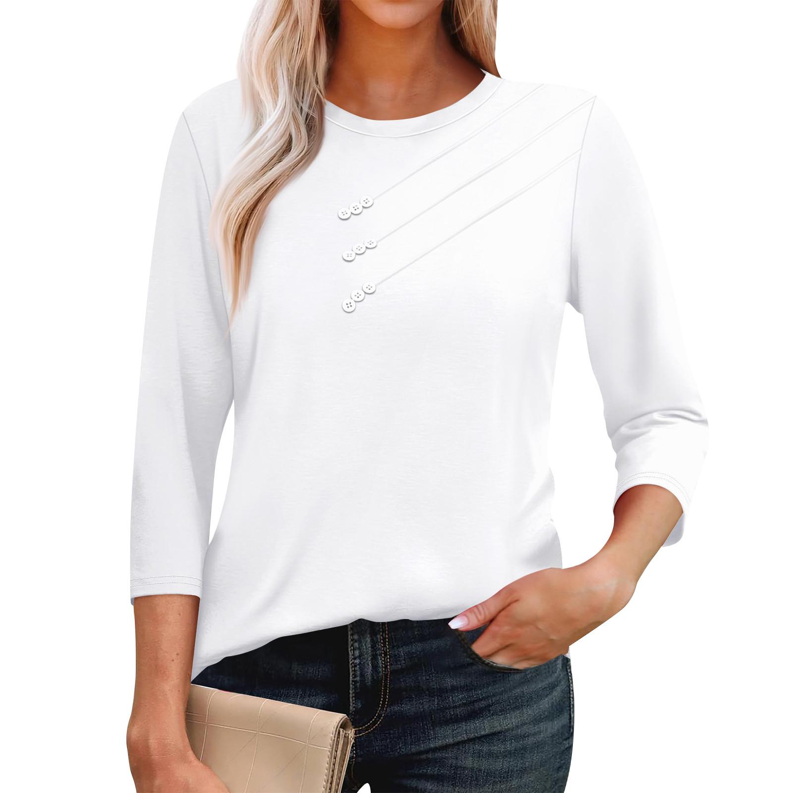 

Женские летние топы, повседневные, с оборками, коротким рукавом, круглым вырезом, свободные, плиссированные футболки M белый