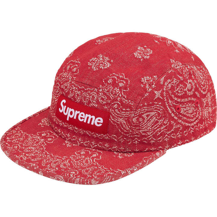 Supreme Bandana Jacquard Denim Camp Cap Red One-Size
