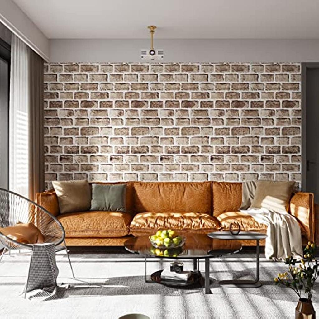 Brown Brick Contact Paper Peel and Stick Wallpaper Vinyl Self Adhesive Removable Waterproof Wall Paper for Wall Countertop