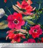 Soimoi Japan Crepe Satin Fabric Leaves & Poppy Flower Print Sewing Fabric Metre 42 Inch