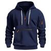 Men's Multi-Zip Pocket Hoodie, European Size, 220g Fabric, Autumn/Winter Style Sweatshirt