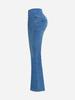 European & American Style High-Waist Flare Denim with Elastic Waist and Hip Lift