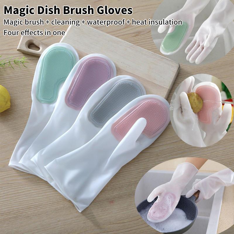 1Pair Dishwashing Gloves Decontamination Clean Non-Slip Heat Insulation Non-Hot Gloves Dishware Vegetable Fruit Cleaning Gloves