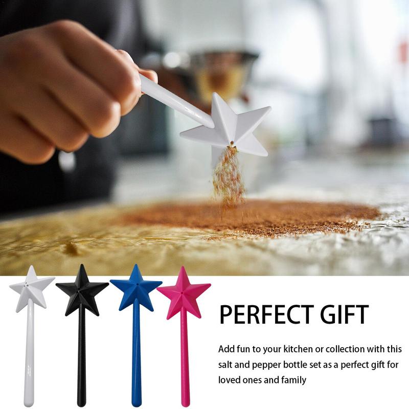 Portable Salt Pepper Shakers Refillable funny Star Wand Salt Holder Cute Kitchen Accessories Dining BBQ Supplies