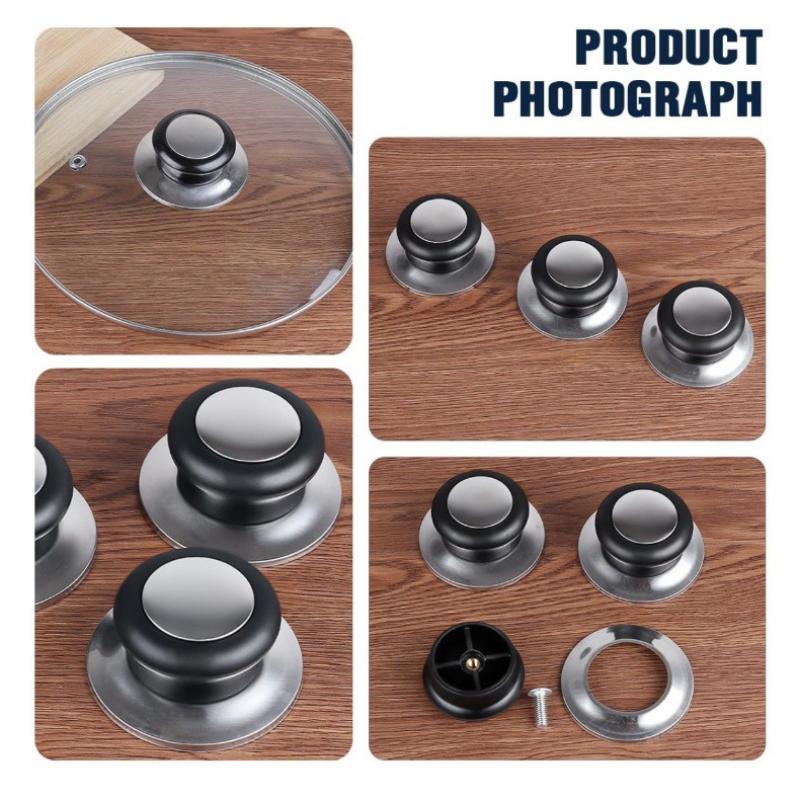 Pot Lid Replacement Knob 1/2 Pack Stainless Steel Anti-Slip Easy Install Handle for Glass Pan Cover Home Kitchen Cooking