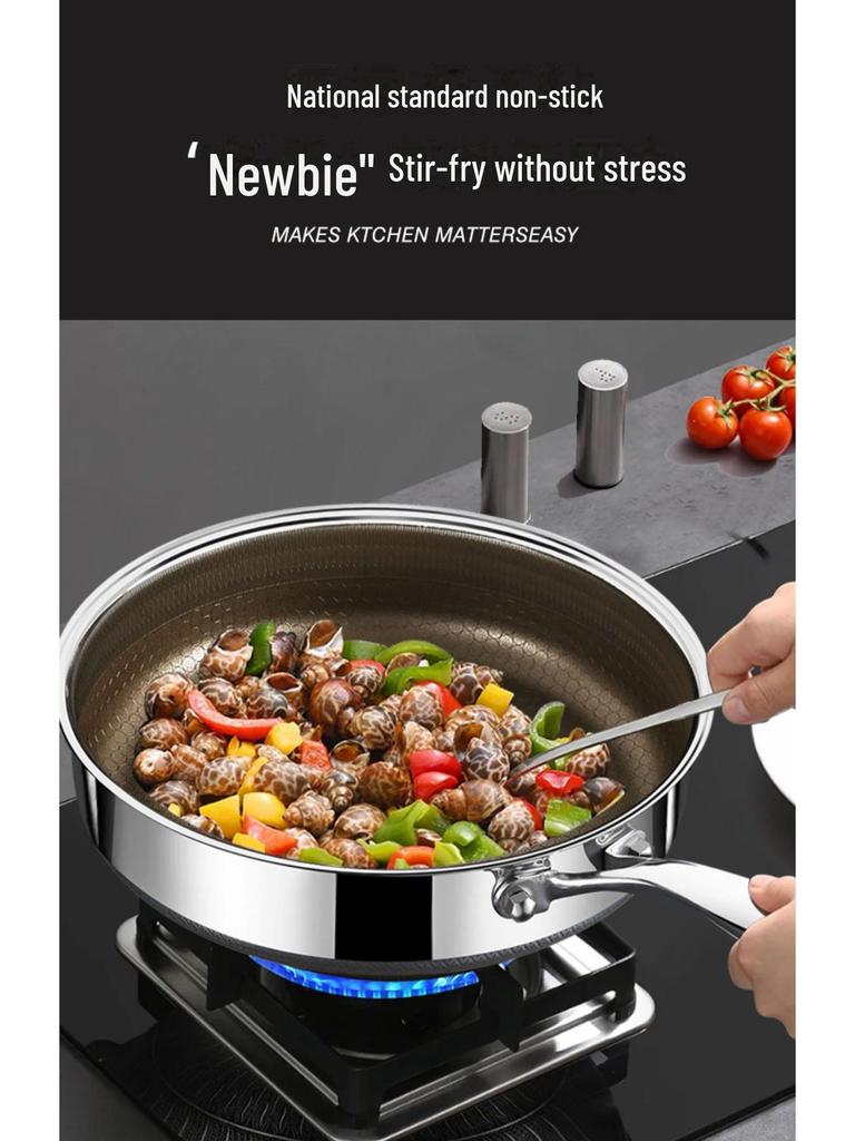 316L Stainless Steel Non-Stick Frying Pan for Induction Cookers – Ideal for Deep Frying, Pancakes, and Omelettes