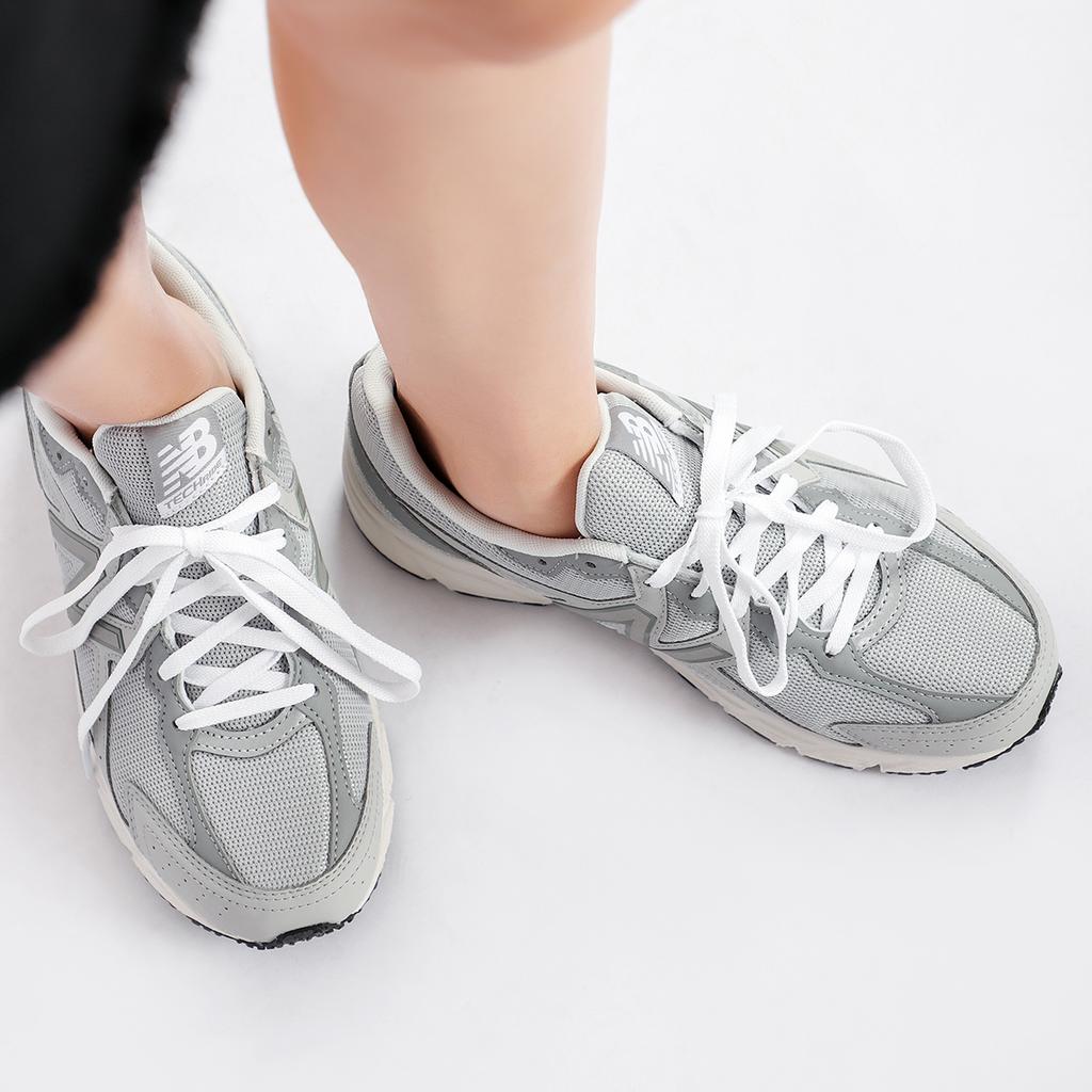 New Balance Nr. 480 Bequemes Sportgewebe Synthetisches Leder Low Top Lässige Laufschuhe Damen Sneaker Grau Weiß W480KR5