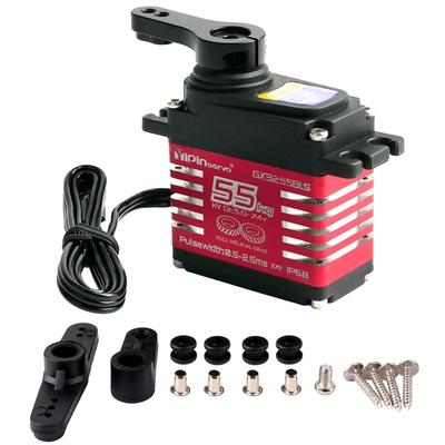 DIYmall GX3255BLS Digital Servo 7.4V 55KG High Torque Full Metal Helical Gear Brushless Motor IP68 RC Robotic Servo for 1/8 1/10 Scale Cars (270°)