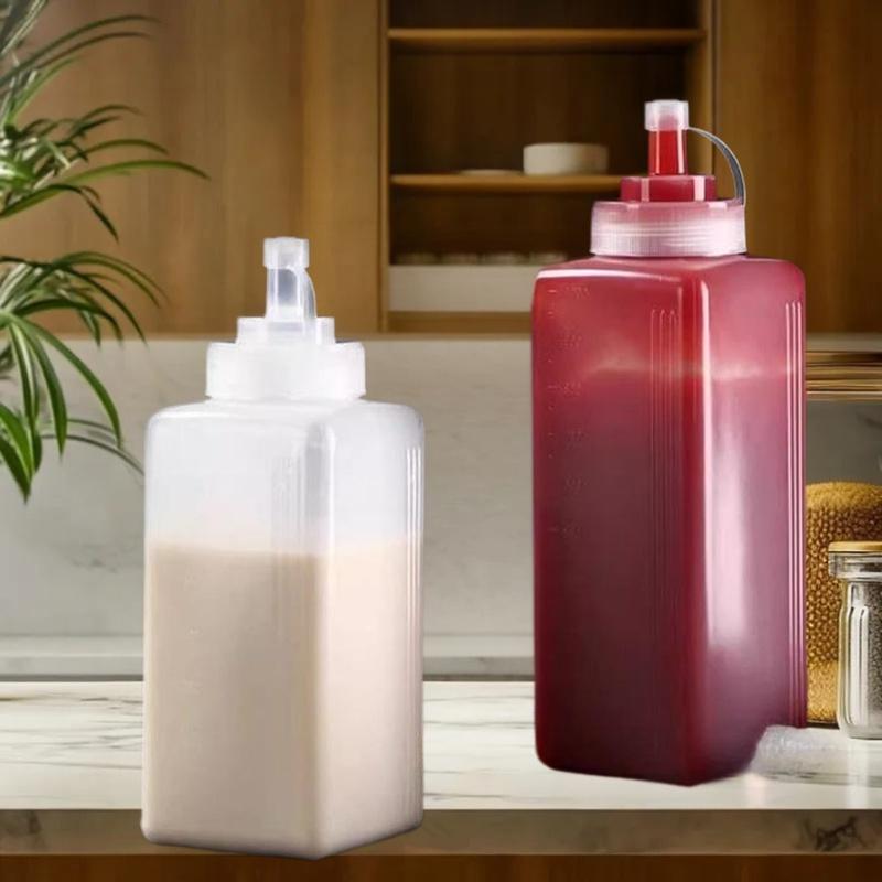 1PC600 800 1000ML Squeeze Sauce Bottles Condiment Dispenser Large Mouth Dustproof Kitchen Seasoning Salad Sauce Olive Oil Bottle