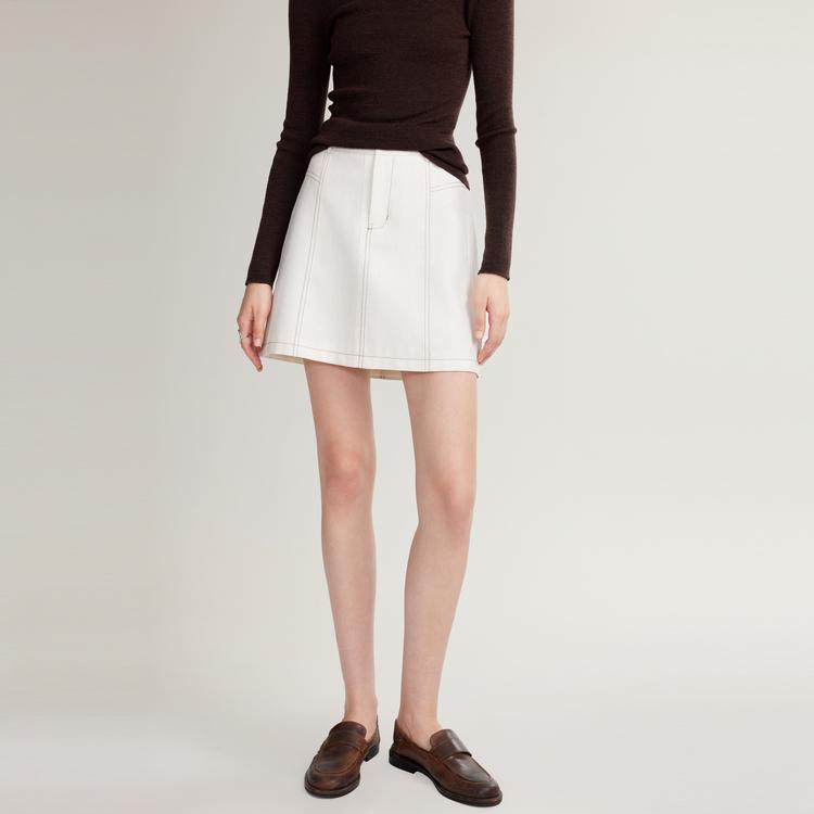 ELLE French Design High-Waisted A-Line Short Skirt Unique Casual Skirt Women skirts Off-White ER48708