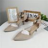Fashion Closed Shoes Branded Pumps Slim Heels 2025 Sandals Ladies Pointed Wedge Fashion Slimming Beige Fine Latest African Summer Crysta