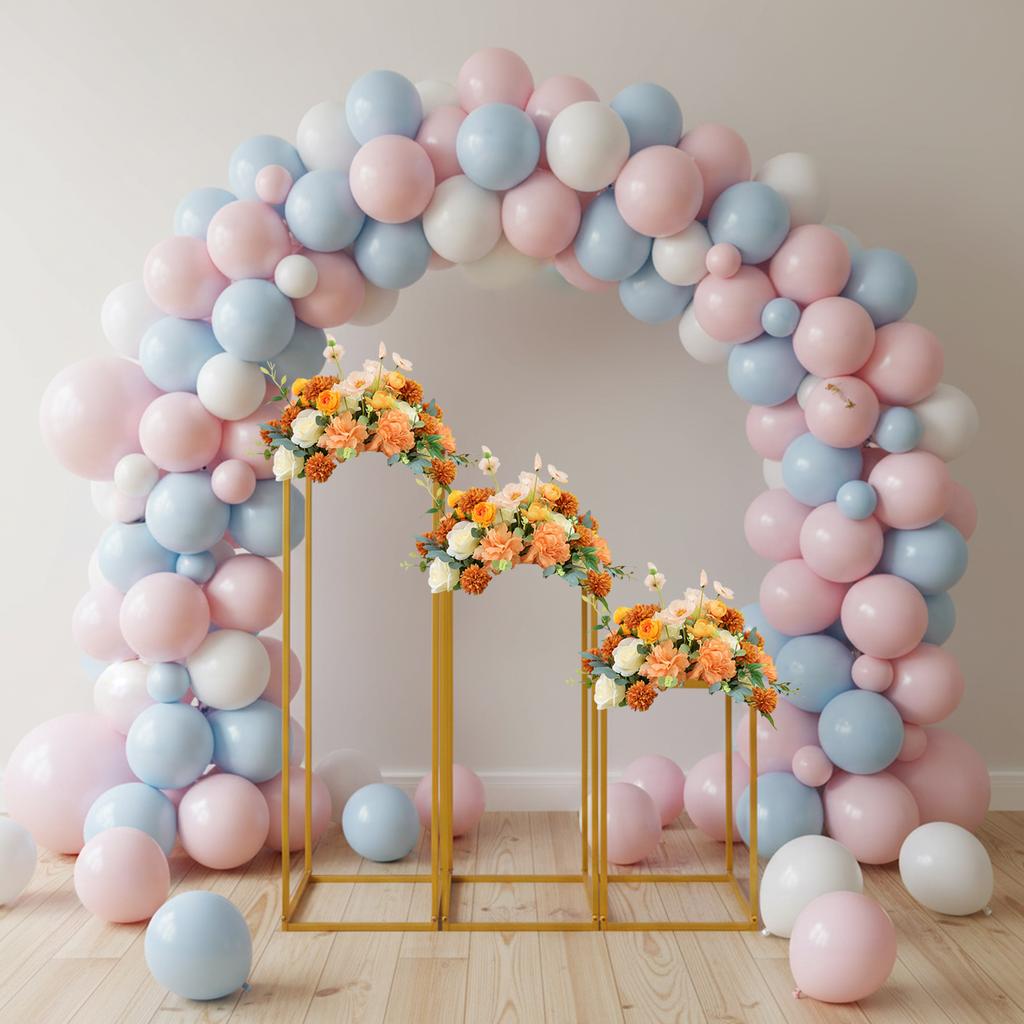 3PCS Geometric Flower Stand, Elegant Metal Wedding Display Box, Tabletop Vase Holder, Party Decor, Versatile Event Centerpiece