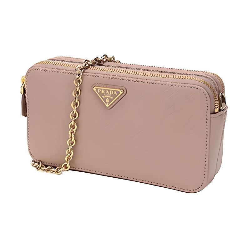 Prada Borsa a tracolla in pelle con chiusura a zip e catena da donna Borsa a tracolla da donna 1BP024-NZV-F0236-V-CO1