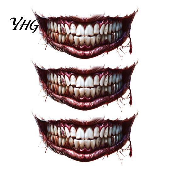 Spooky Theme Party Accessories 3Pcs Realistic Scary Mouth Tattoos for Halloween Zombie Vampire Clown Party, Waterproof Quick Stage Performance Makeup
