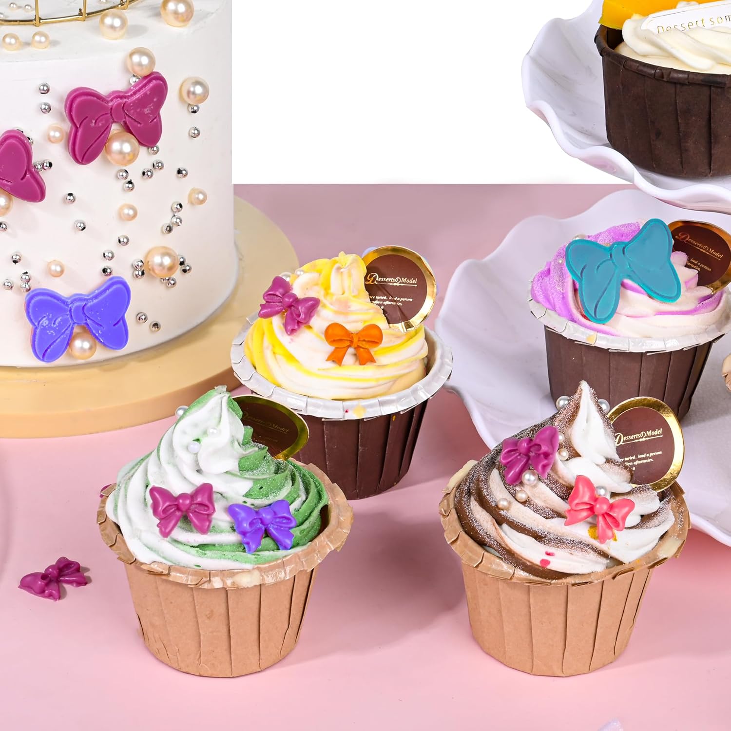 3 Pack Bows Silicone Mold,Bow Molds for Chocolate Fondant Candy Craft for Birthday Wedding Cupcake Decorating DIY Desserts