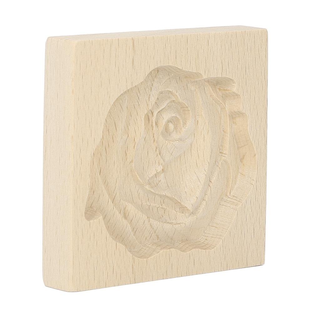 Natural Beech Wood Wooden Cookie Mold Fruit Tree Roses Heart Rose Bunny Flower Biscuit Mould Smooth Surface Rounded Edges