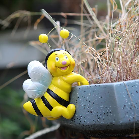 2 ks včelí květináč ozdoba závěsná socha včely pryskyřice kreslená figurka včely medonosné pro hrnkové rostliny květináč okraj dekorace